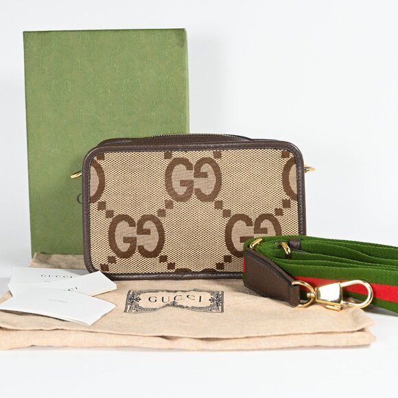 Gucci Jumbo GG Canvas Mini Camera Bag Adjustable Strap With Box & Dust Bag - Picture 1 of 13